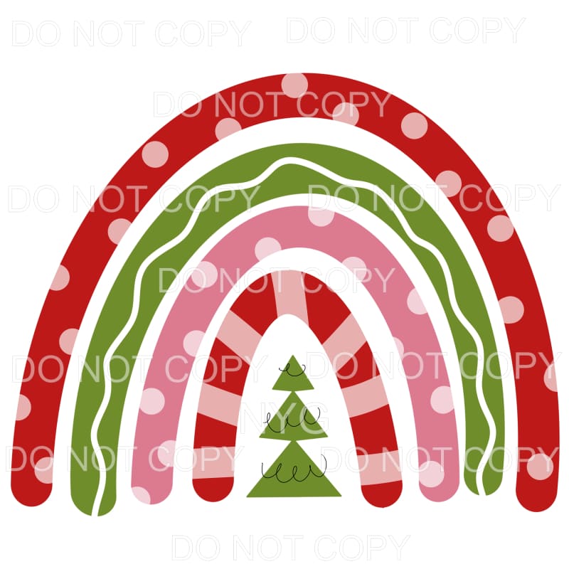 Rainbow Candy Cane Polka Dots Christmas Tree Sublimation 