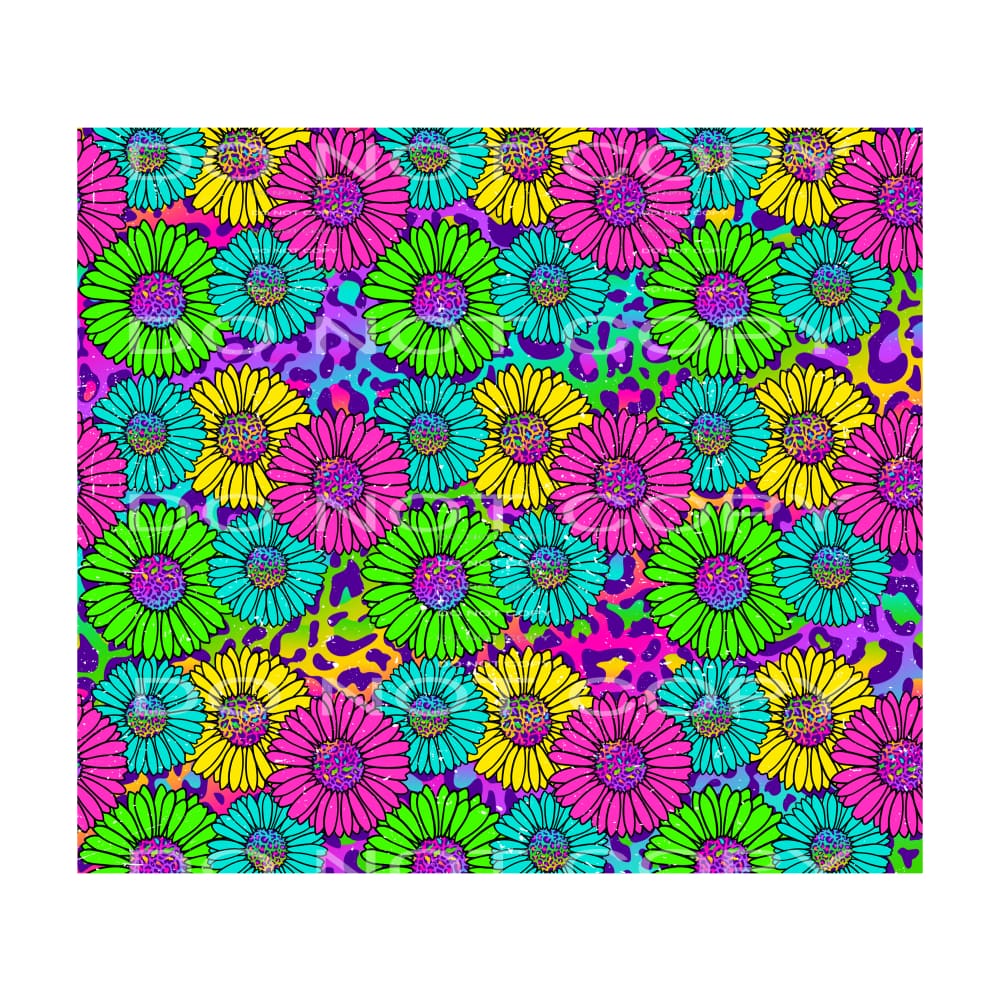 rainbow leopard flowers #6490 Sublimation transfers - Heat 