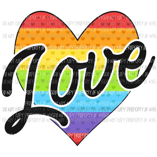 Rainbow Love Heart Sublimation transfers Heat Transfer