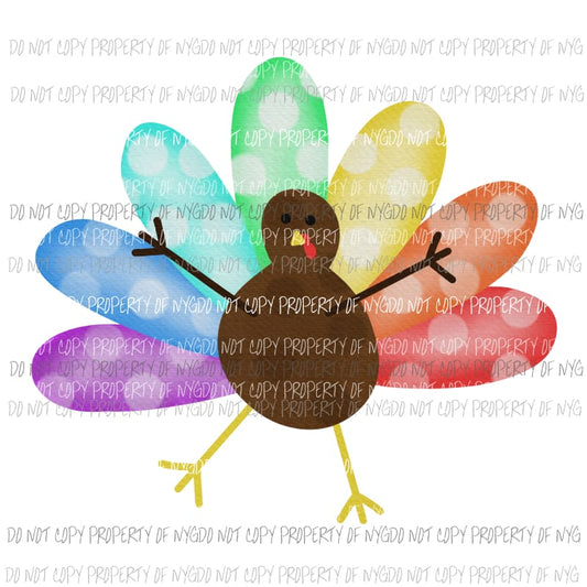 rainbow turkey Sublimation transfers Heat Transfer