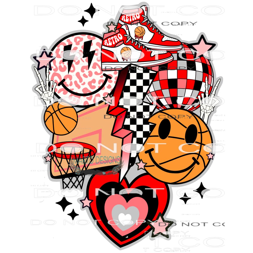 Red Basketball #9344 Sublimation transfers - Heat Transfer
