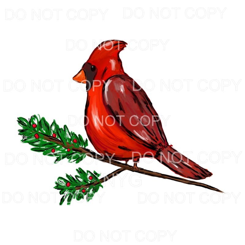 Red Cardinal Sitting On A Branch #1544 Sublimation transfers