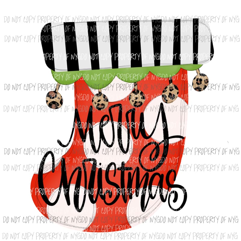 Red Christmas Stocking polka dots leopard Sublimation transfers Heat Transfer