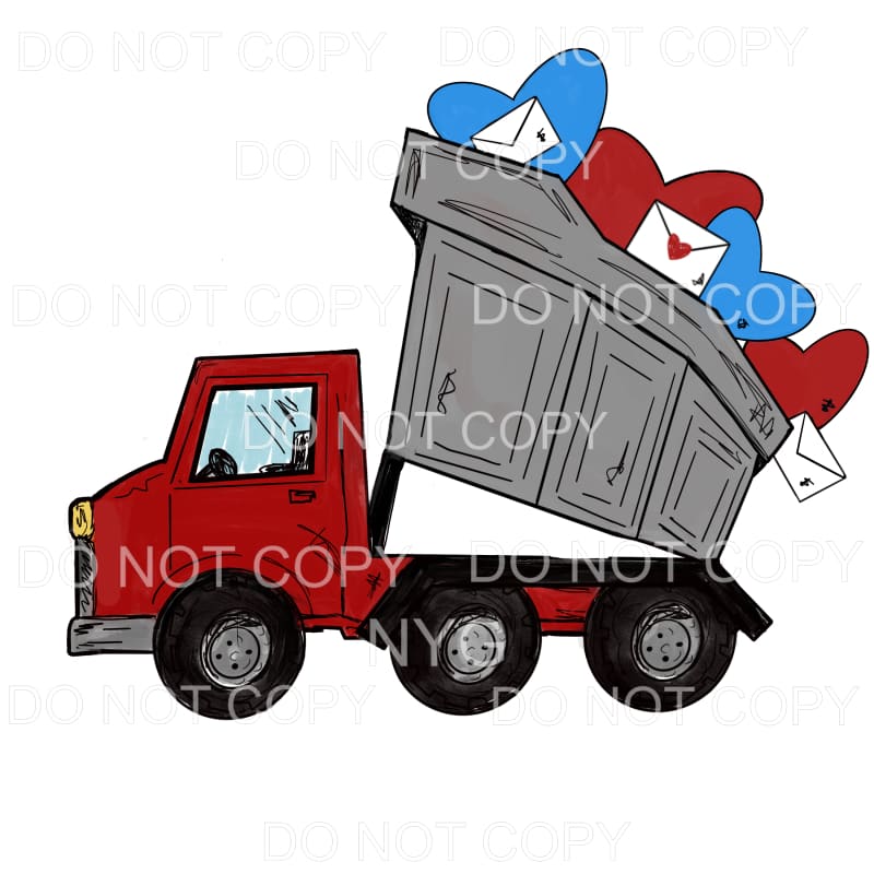 Red Dump Truck Hearts Sublimation transfers - Heat Transfer