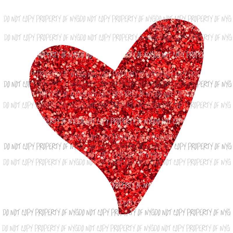 Red Glitter Heart Valentines Day Sublimation transfers Heat Transfer