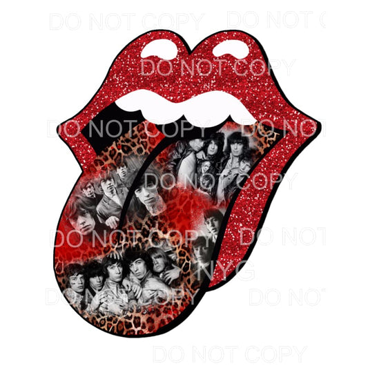 Red Glitter Lips Rock Band Group Leopard Sublimation 