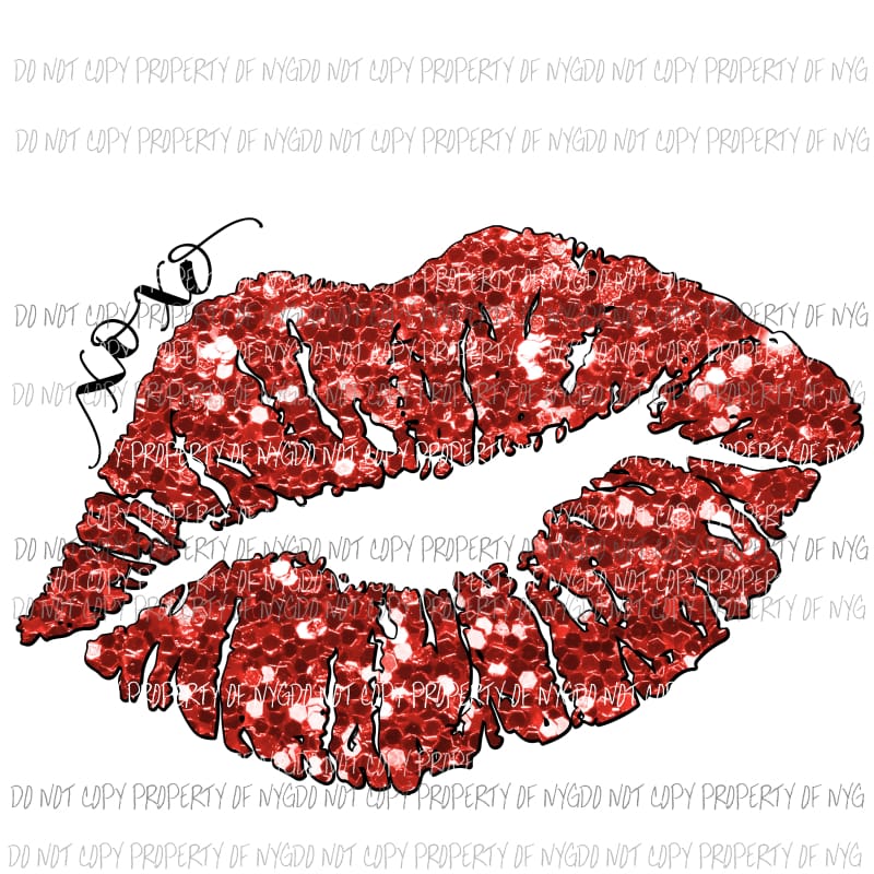 Red Glitter Lips XOXO Valentines Sublimation transfers Heat Transfer