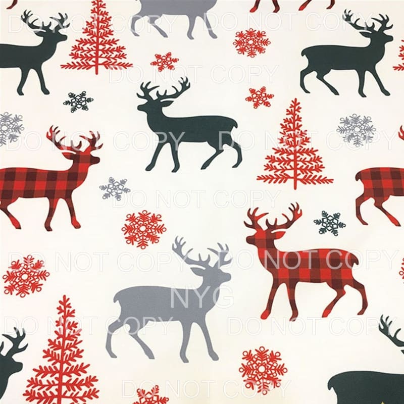 Red Green Deer Trees Buffalo Plaid Sheet Sublimation 