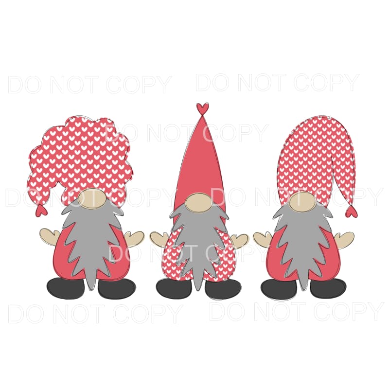 Red Grey Christmas Gnomes Trio Sublimation transfers - Heat 