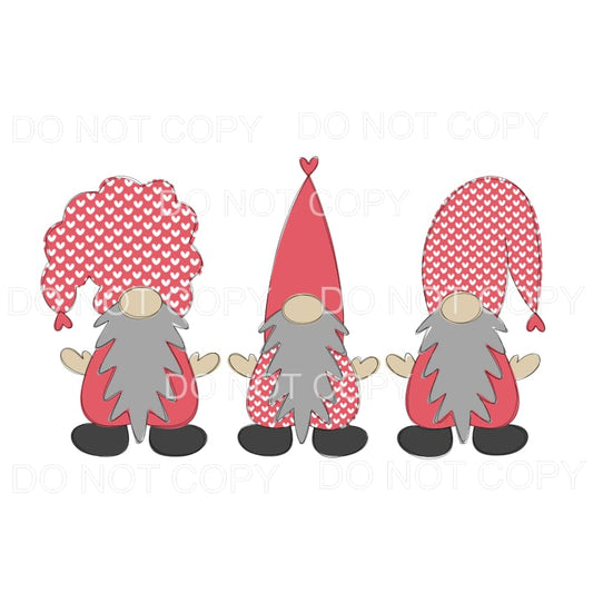 Red Grey Christmas Gnomes Trio Sublimation transfers - Heat 