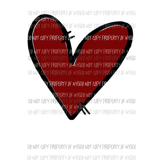 Red Heart #2 sketch Sublimation transfers Heat Transfer