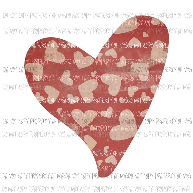 Red Heart with hearts Sublimation transfers Heat Transfer