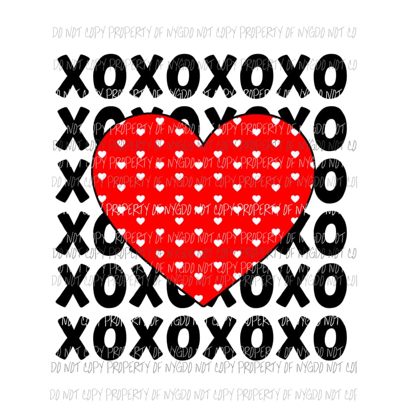 Red Heart XOXO stacked Sublimation transfers Heat Transfer