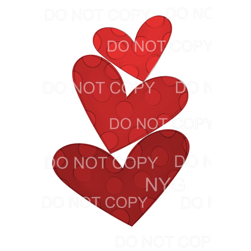 Red Hearts Trio Stacked #1 Sublimation transfers - Heat 