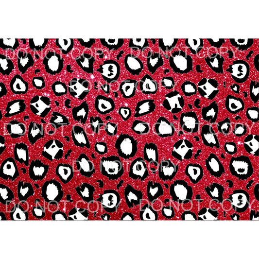 Red Leopard Black White Glitter Sheet #43 Sublimation 