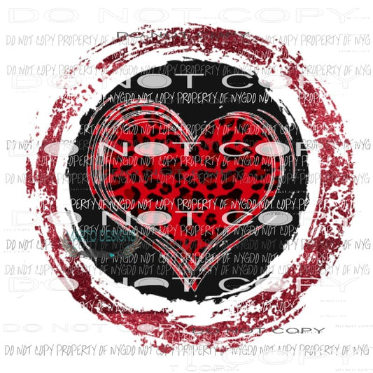 Red Leopard heart circle Sublimation transfers valentines day love Heat Transfer