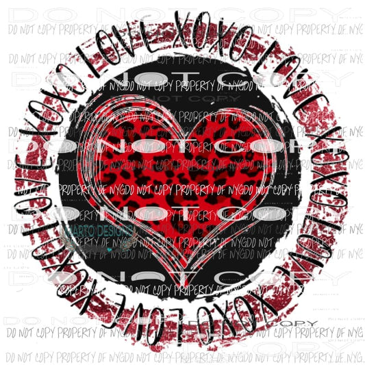 Red Leopard heart circle xoxo love Sublimation transfers valentines day love Heat Transfer