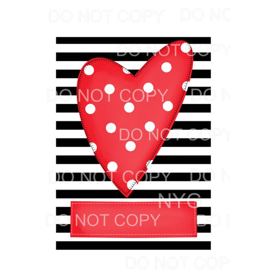 Red Polka Dot Heart Black Striped Background Blank Banner 