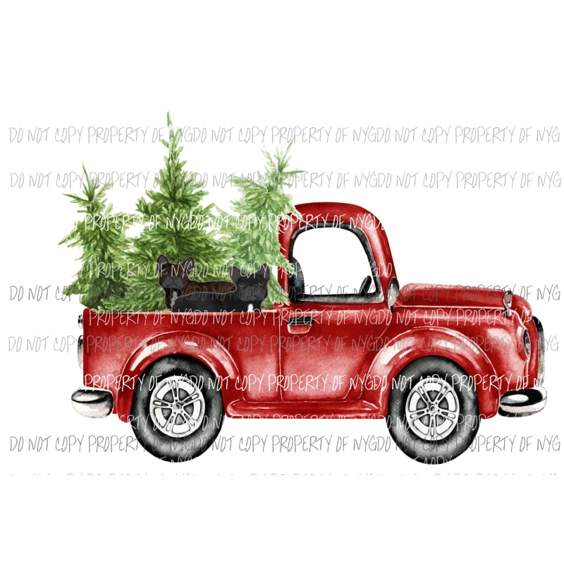 red truck french bulldogs Sublimation transfers Heat Transfer