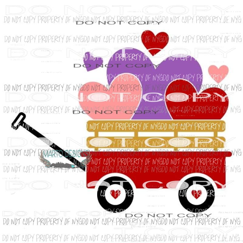 Red Wagon Love valentines day heart Sublimation transfers Heat Transfer
