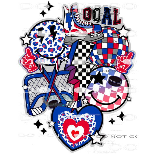 Red White And Blue Hocky #9401 Sublimation transfers - Heat