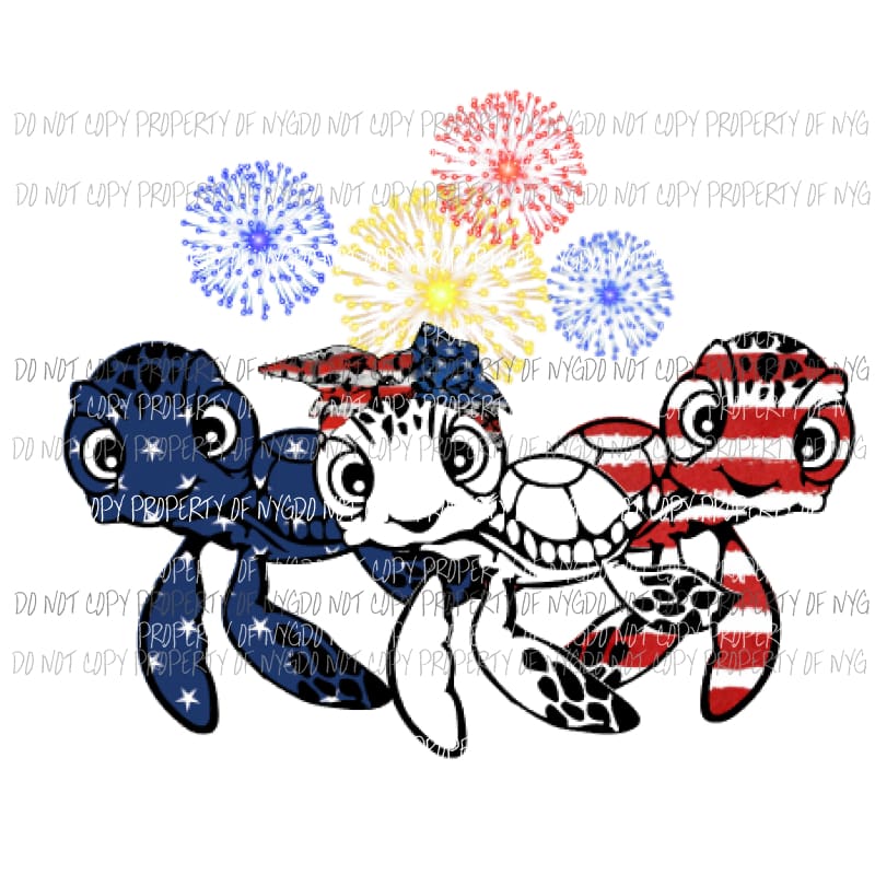 Red white and blue turtles Sublimation transfers Heat Transfer