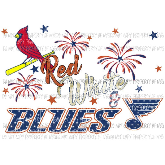 Red white and blues hockey and cardinals baseball 2 Sublimation transfers Heat Transfer