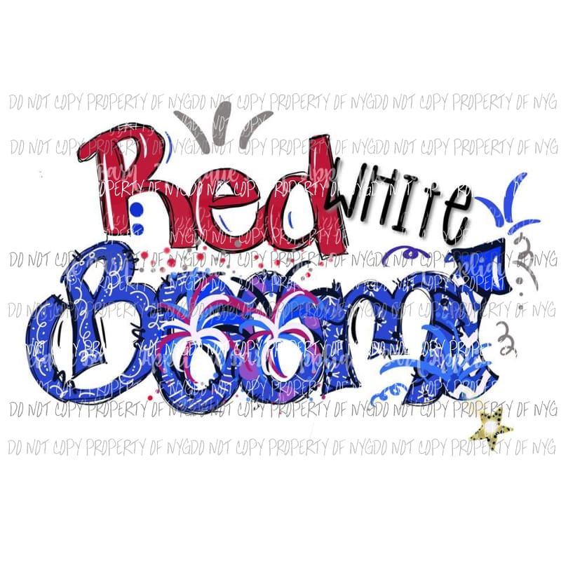 red white and boom Sublimation transfers usa 4th of july america Heat Transfer