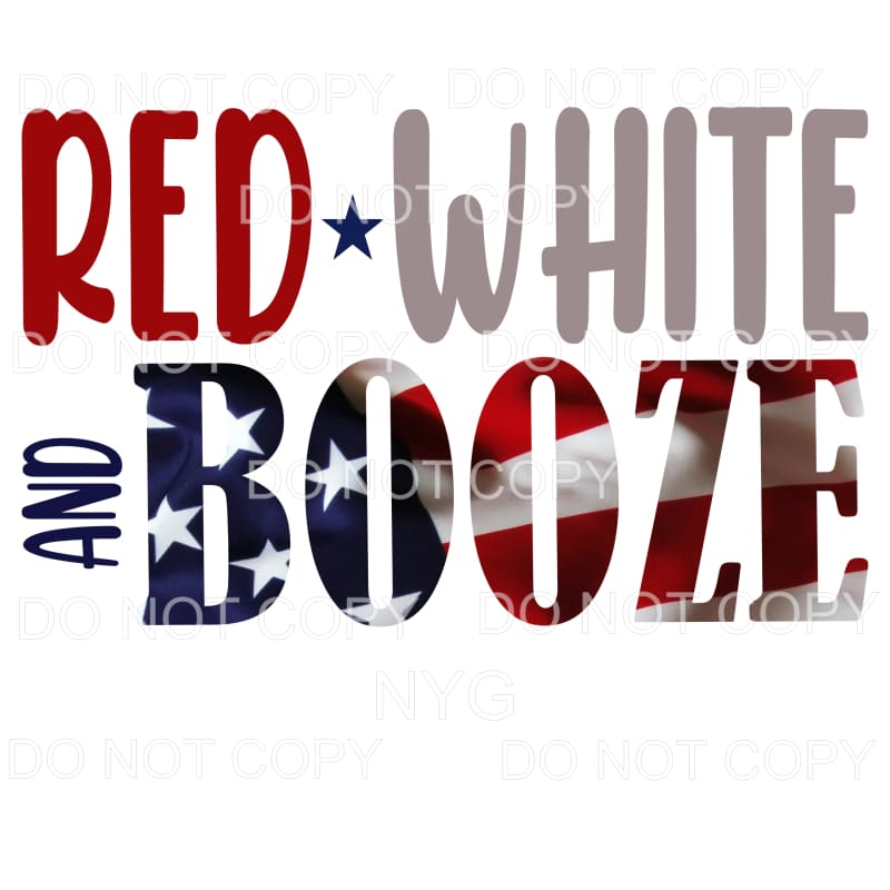 Red White and Booze Flag Sublimation transfers - Heat 