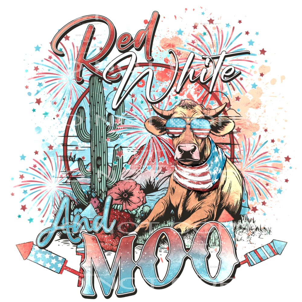 Red white and moo America # 9940 Sublimation transfers -