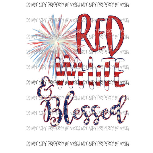 Red White & Blessed # 3 Sublimation transfers Heat Transfer