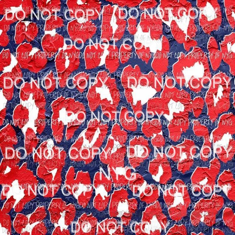Red White Blue Leopard Sheet Sublimation transfers 13 x 9 inches Heat Transfer