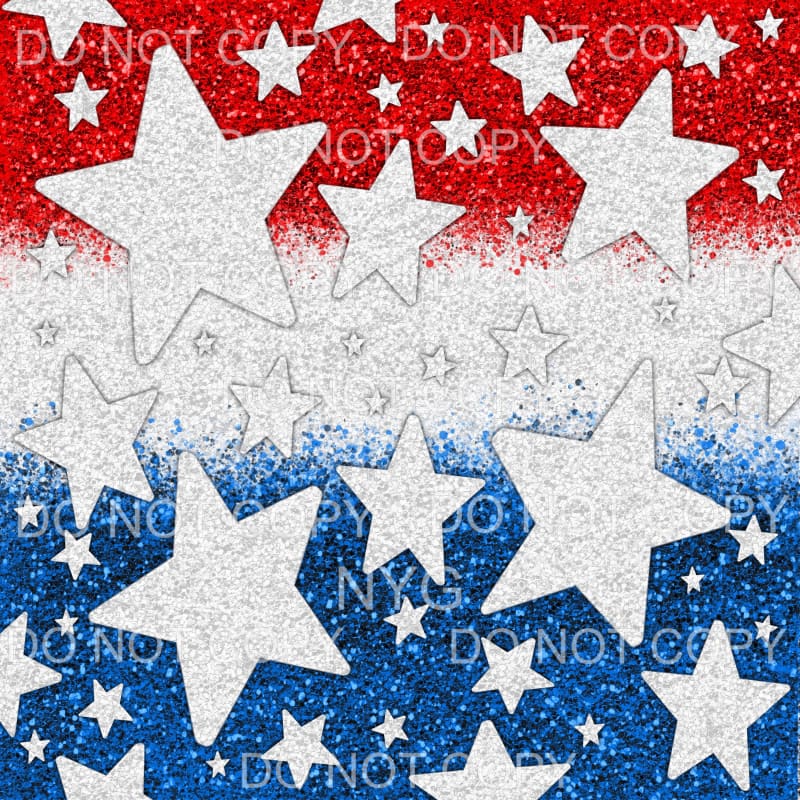 Red White Blue Stars Glitter Sheet Sublimation transfers - 