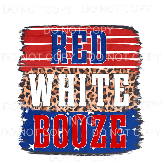 Red White Booze Leopard Brushstrokes Sublimation transfers -