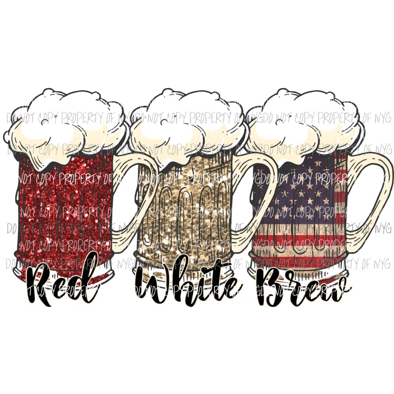 Red white brew Sublimation transfers Heat Transfer