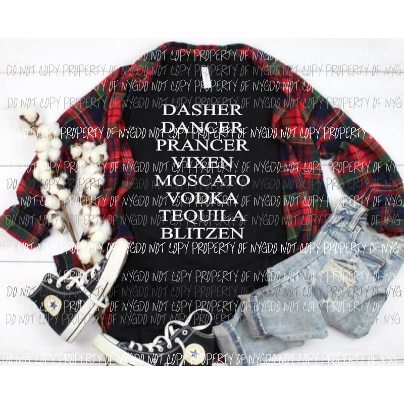 Reindeer and wine dasher dancer screen print transfer