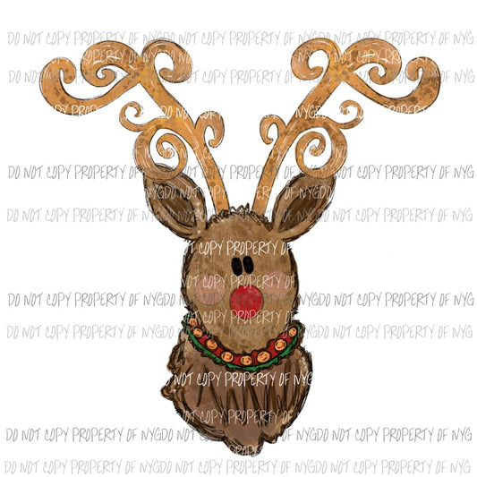 Reindeer decorated antlers no bow Sublimation transfers Heat Transfer