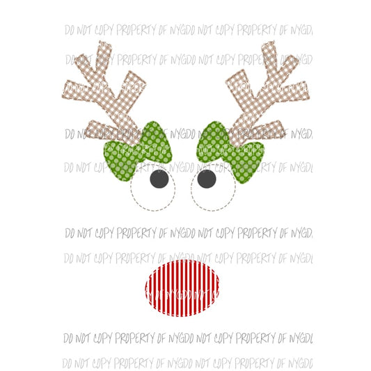 Reindeer Girl green bows # 1 Sublimation transfers Heat Transfer