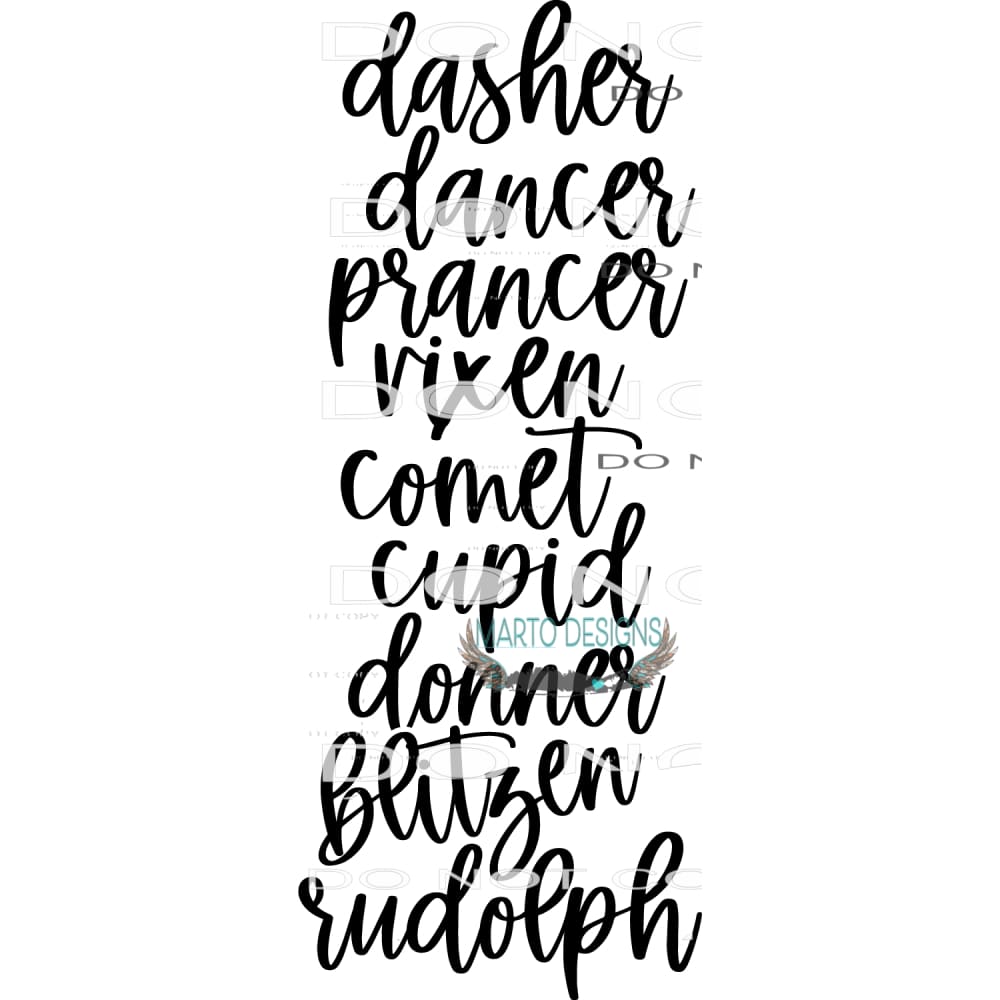 Reindeer Names #7905 Sublimation transfers - Heat Transfer