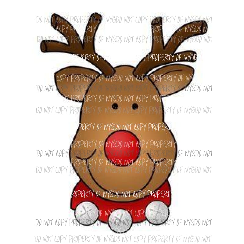 Reindeer Red Nose Christmas # 10 Sublimation transfers Heat Transfer