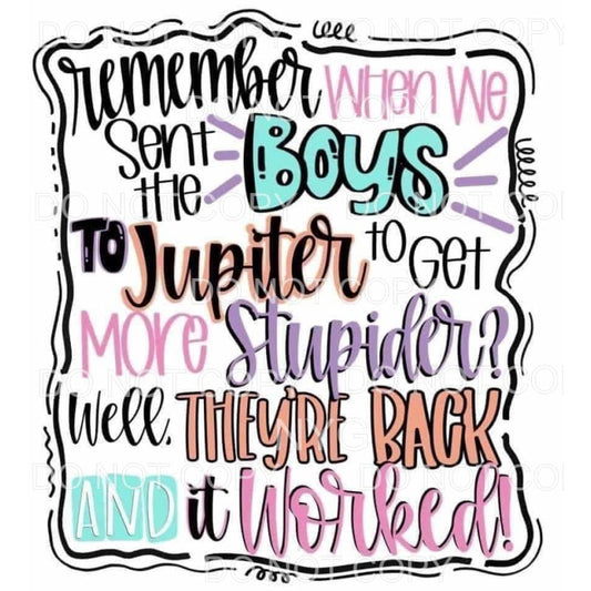 Remember When We Sent The Boys To Jupiter #1746 Sublimation 
