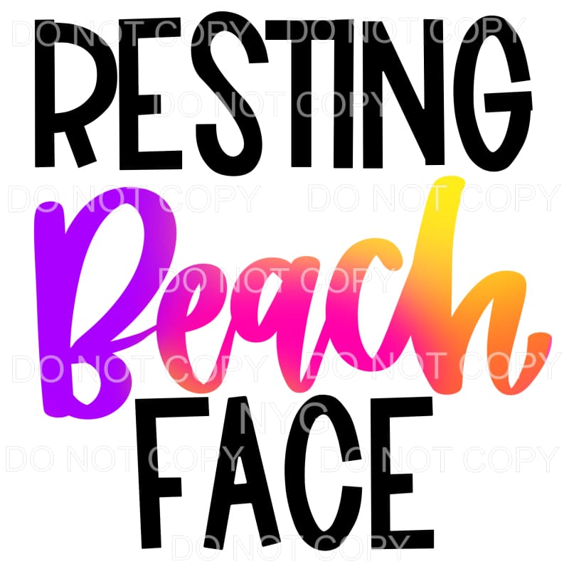 Resting Beach Face Bright Colors Sublimation transfers - 
