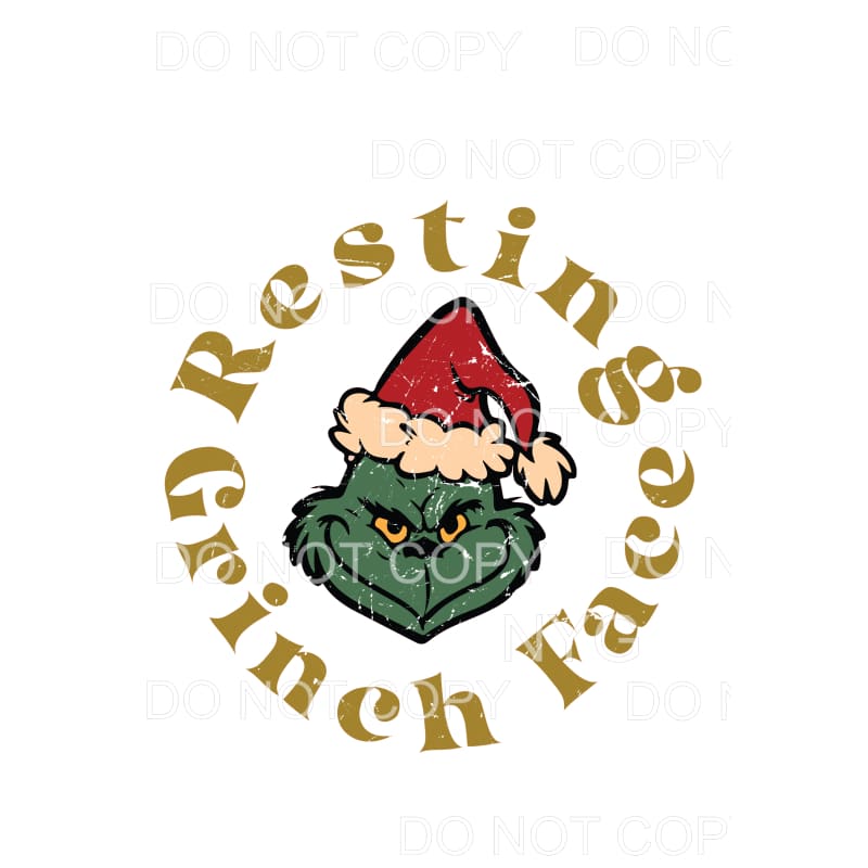 Resting Grinch Face Santa Hat Distressed #1685 Sublimation 