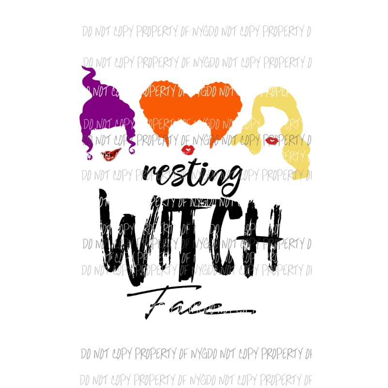 resting witch face Hocus Pocus Sublimation transfers Heat Transfer