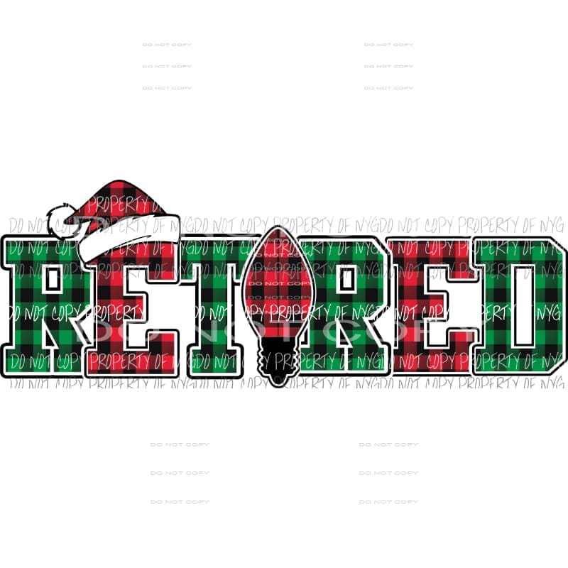 RETIRED buffalo plaid santa hat bulb Sublimation transfers Heat Transfer