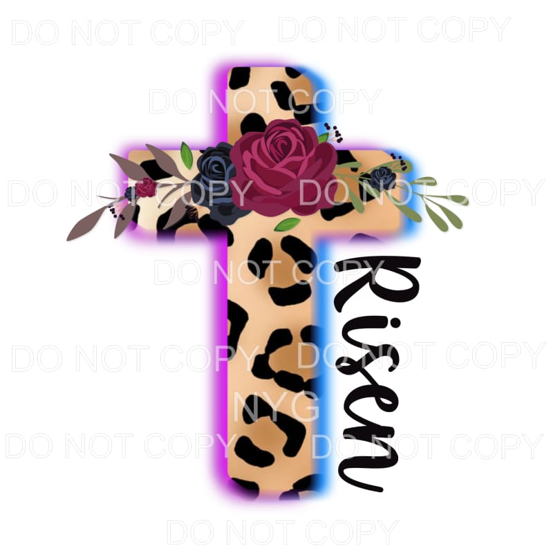 Risen Leopard Cross Flowers Sublimation transfers - Heat 