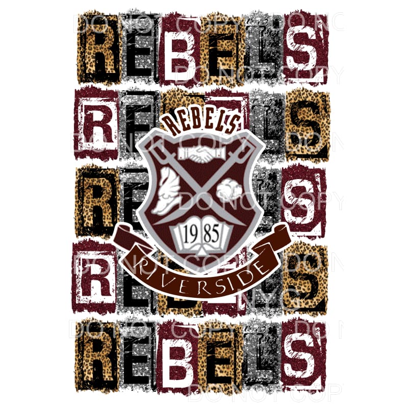 riverside rebels maroon BLOCK # 109 Sublimation transfers - 