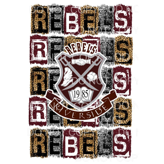 riverside rebels maroon BLOCK # 109 Sublimation transfers - 