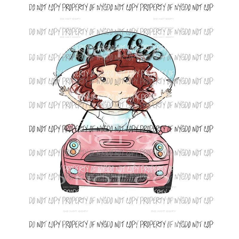 Road Trip red hair girl Sublimation transfers Heat Transfer