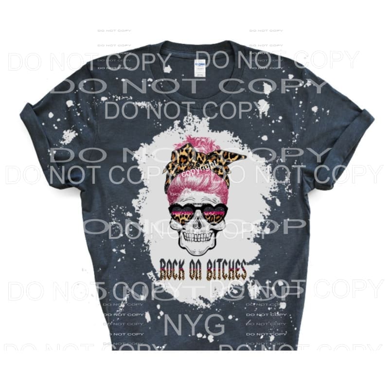 Rock On Bitches Pink Skull Sublimation transfers - Heat 